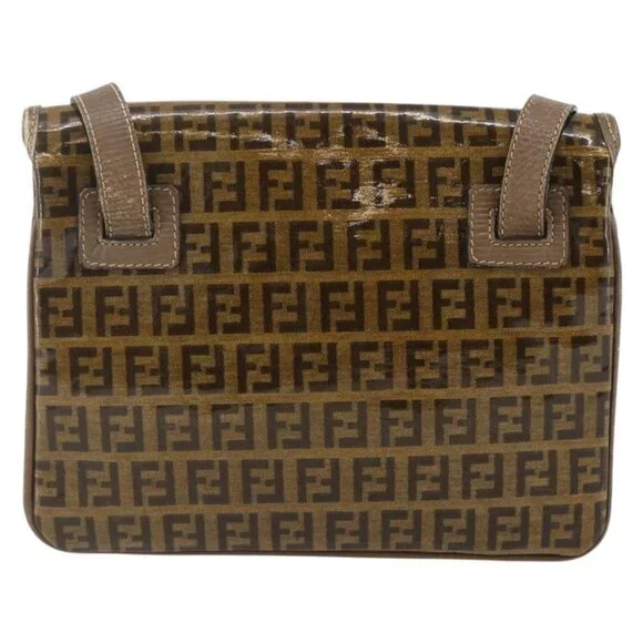 Authentic FENDI Zucchino Canvas Shoulder Bag Coated Canvas Beige - Picture 9 of 16